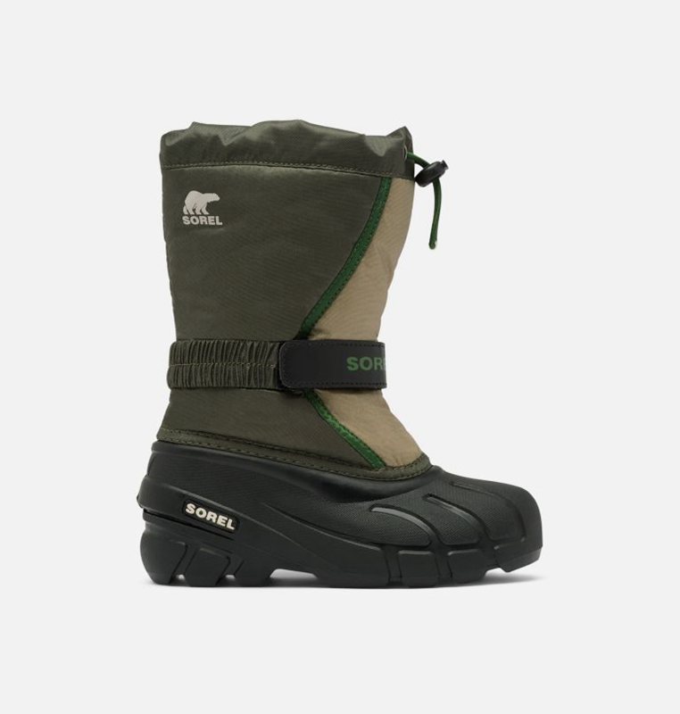 Kids Snow Boots Deep Green/Black - Sorel Youth Flurry™ - 901-ECMNXL